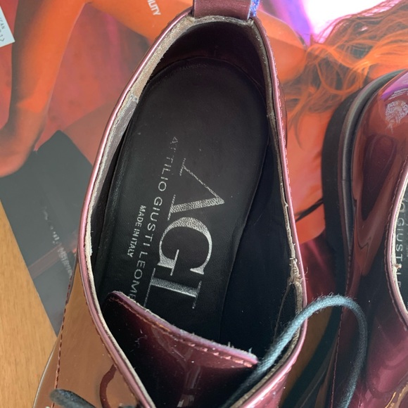 COOL ๐ AGL Patent Leather Loafers Burgundy Maroon Size 6 Made in Italy -New! - Picture 10 of 15